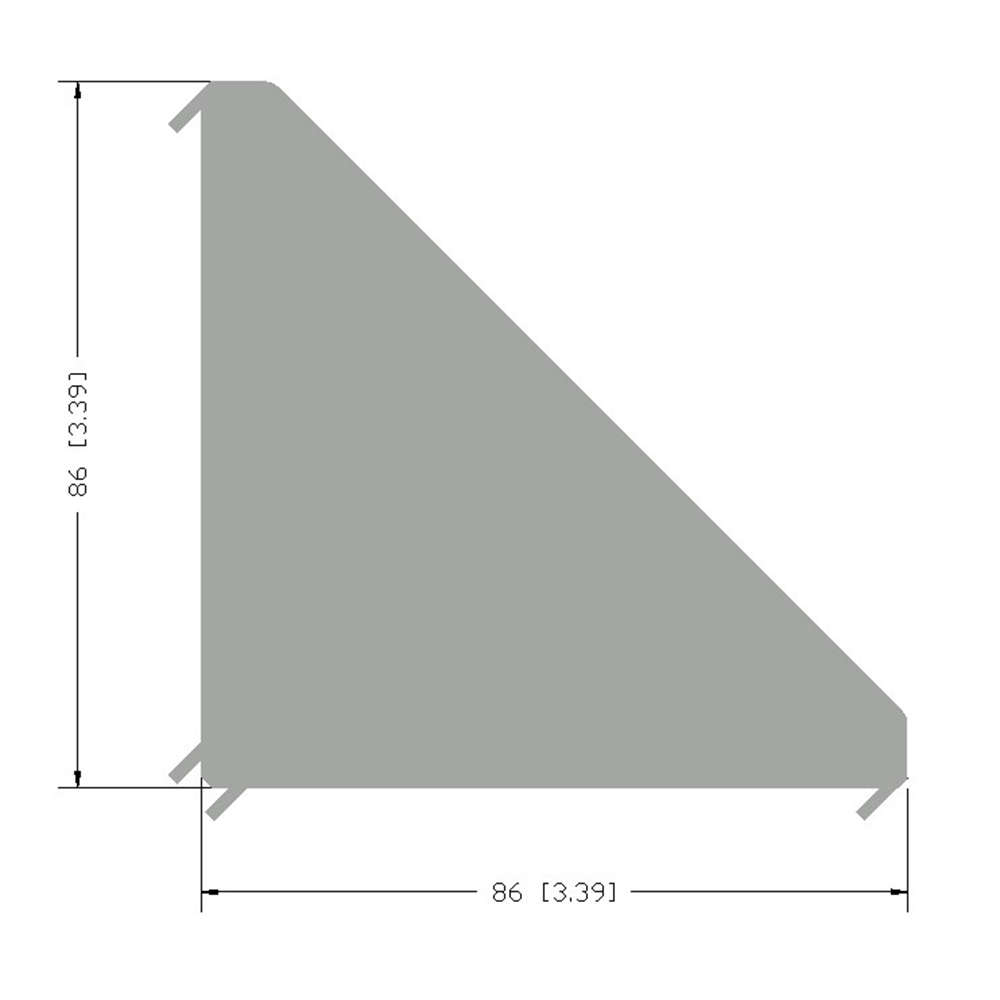 40-130-1 MODULAR SOLUTIONS ALUMINUM GUSSET<br>90MM X 90MM ANGLE W/HARDWARE